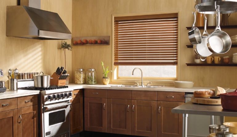 Nevada faux wood blinds kitchen